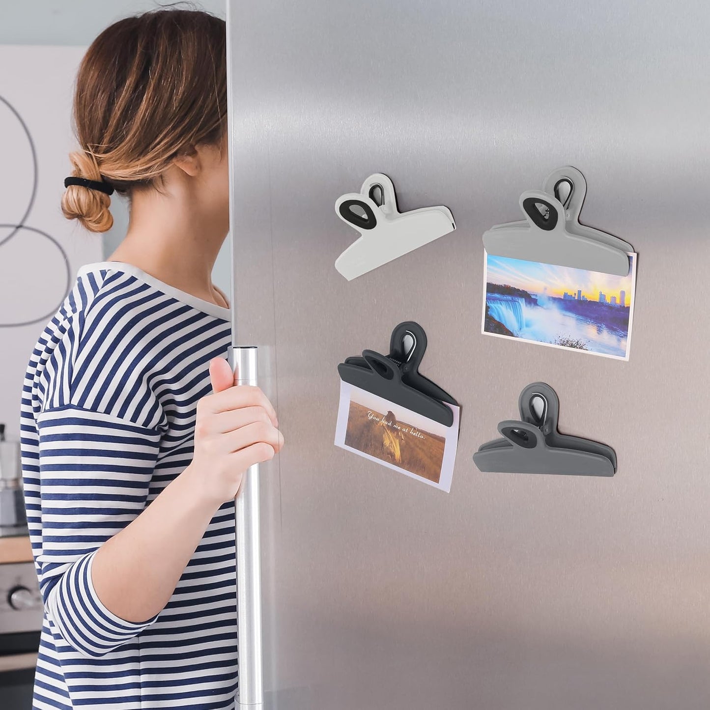 Magnetic Bag Clips, 4 Pack, 5" Wide | Heavy Duty Chip Clips for Food Storage, Durable Plastic with Strong Magnet, Non-Slip Grip for Fridge, Snacks, Kitchen, Office