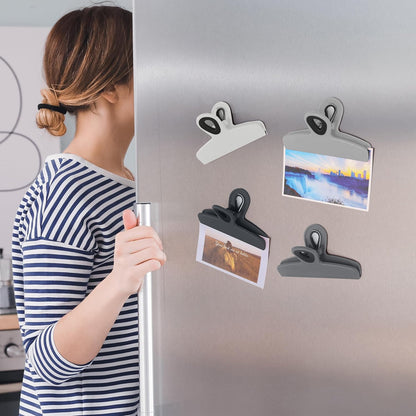 Magnetic Bag Clips, 4 Pack, 5" Wide | Heavy Duty Chip Clips for Food Storage, Durable Plastic with Strong Magnet, Non-Slip Grip for Fridge, Snacks, Kitchen, Office
