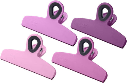 Magnetic Bag Clips, 4 Pack, 5" Wide | Heavy Duty Chip Clips for Food Storage, Durable Plastic with Strong Magnet, Non-Slip Grip for Fridge, Snacks, Kitchen, Office