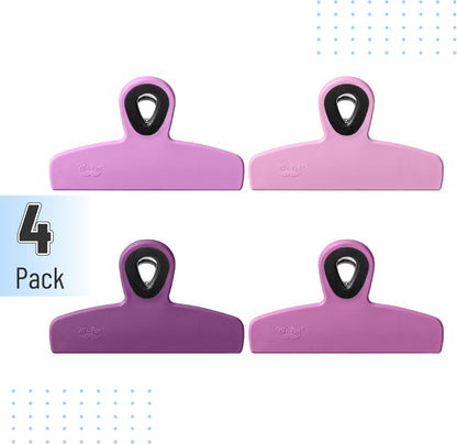 Magnetic Bag Clips, 4 Pack, 5" Wide | Heavy Duty Chip Clips for Food Storage, Durable Plastic with Strong Magnet, Non-Slip Grip for Fridge, Snacks, Kitchen, Office