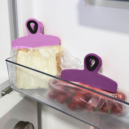 Magnetic Bag Clips, 4 Pack, 5" Wide | Heavy Duty Chip Clips for Food Storage, Durable Plastic with Strong Magnet, Non-Slip Grip for Fridge, Snacks, Kitchen, Office