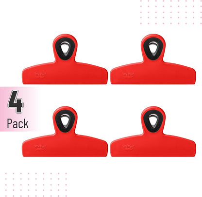 Magnetic Bag Clips, 4 Pack, 5" Wide | Heavy Duty Chip Clips for Food Storage, Durable Plastic with Strong Magnet, Non-Slip Grip for Fridge, Snacks, Kitchen, Office