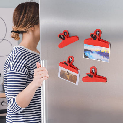Magnetic Bag Clips, 4 Pack, 5" Wide | Heavy Duty Chip Clips for Food Storage, Durable Plastic with Strong Magnet, Non-Slip Grip for Fridge, Snacks, Kitchen, Office