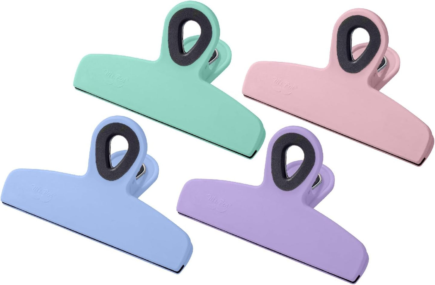 Magnetic Bag Clips, 4 Pack, 5" Wide | Heavy Duty Chip Clips for Food Storage, Durable Plastic with Strong Magnet, Non-Slip Grip for Fridge, Snacks, Kitchen, Office
