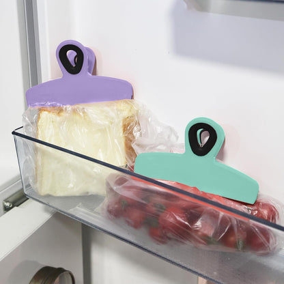 Magnetic Bag Clips, 4 Pack, 5" Wide | Heavy Duty Chip Clips for Food Storage, Durable Plastic with Strong Magnet, Non-Slip Grip for Fridge, Snacks, Kitchen, Office