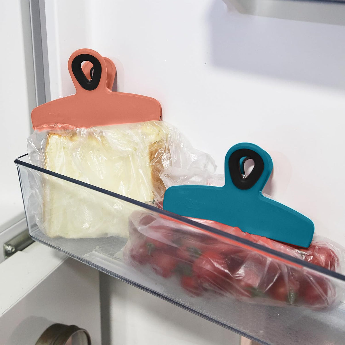 Magnetic Bag Clips, 4 Pack, 5" Wide | Heavy Duty Chip Clips for Food Storage, Durable Plastic with Strong Magnet, Non-Slip Grip for Fridge, Snacks, Kitchen, Office
