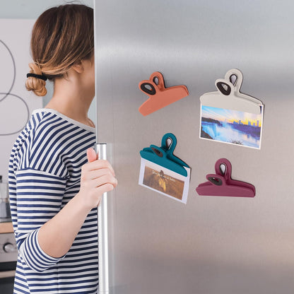 Magnetic Bag Clips, 4 Pack, 5" Wide | Heavy Duty Chip Clips for Food Storage, Durable Plastic with Strong Magnet, Non-Slip Grip for Fridge, Snacks, Kitchen, Office