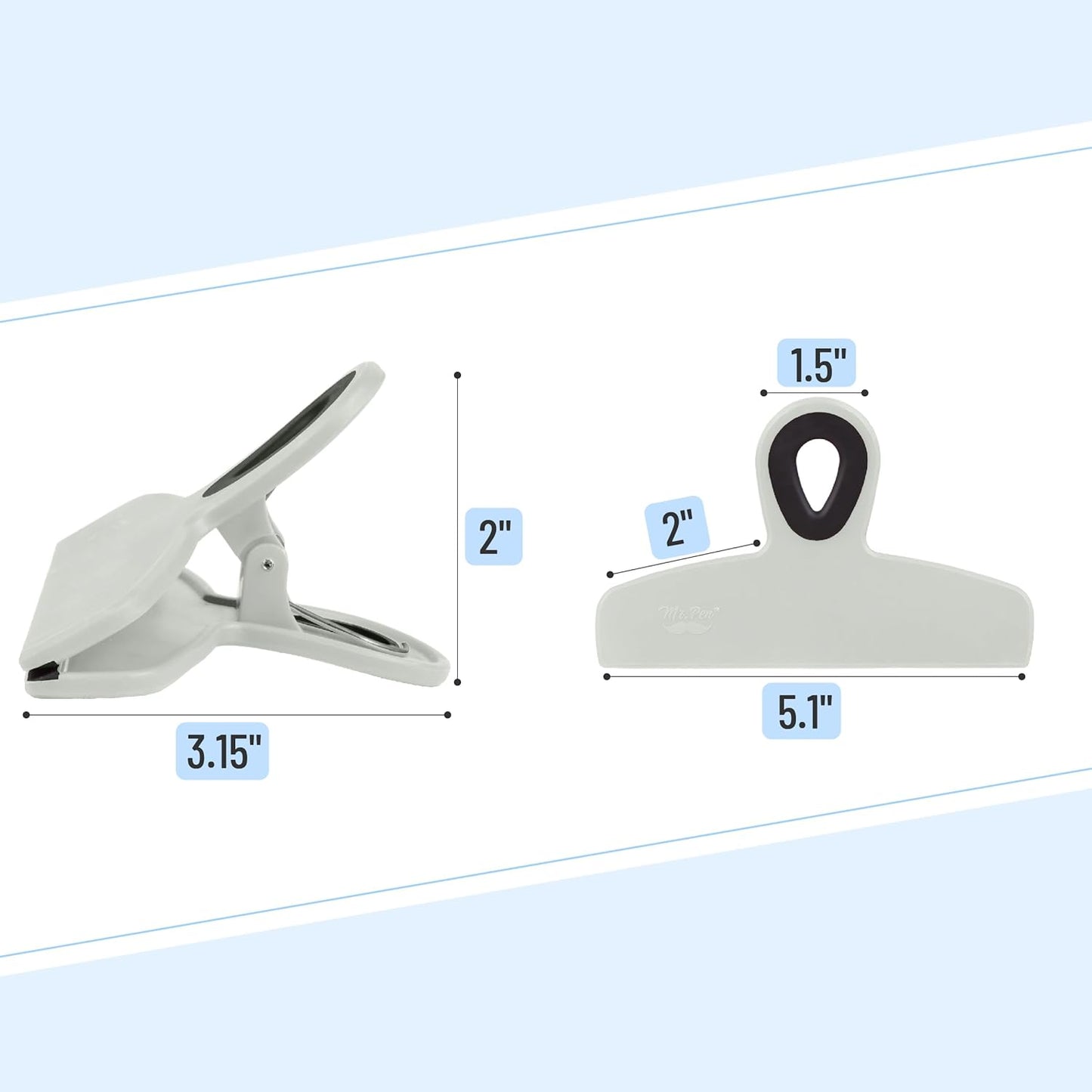 Magnetic Bag Clips, 4 Pack, 5" Wide | Heavy Duty Chip Clips for Food Storage, Durable Plastic with Strong Magnet, Non-Slip Grip for Fridge, Snacks, Kitchen, Office