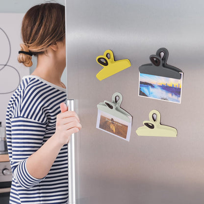 Magnetic Bag Clips, 4 Pack, 5" Wide | Heavy Duty Chip Clips for Food Storage, Durable Plastic with Strong Magnet, Non-Slip Grip for Fridge, Snacks, Kitchen, Office