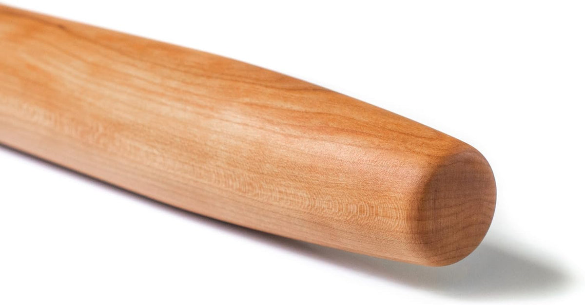 French Rolling Pin - 20” inch Tapered Rolling pin, French Style - Made in the USA with Pennsylvania Black Cherry Wood - Long Wooden Rolling Pin for Pizza, Pastry, and Pie Dough