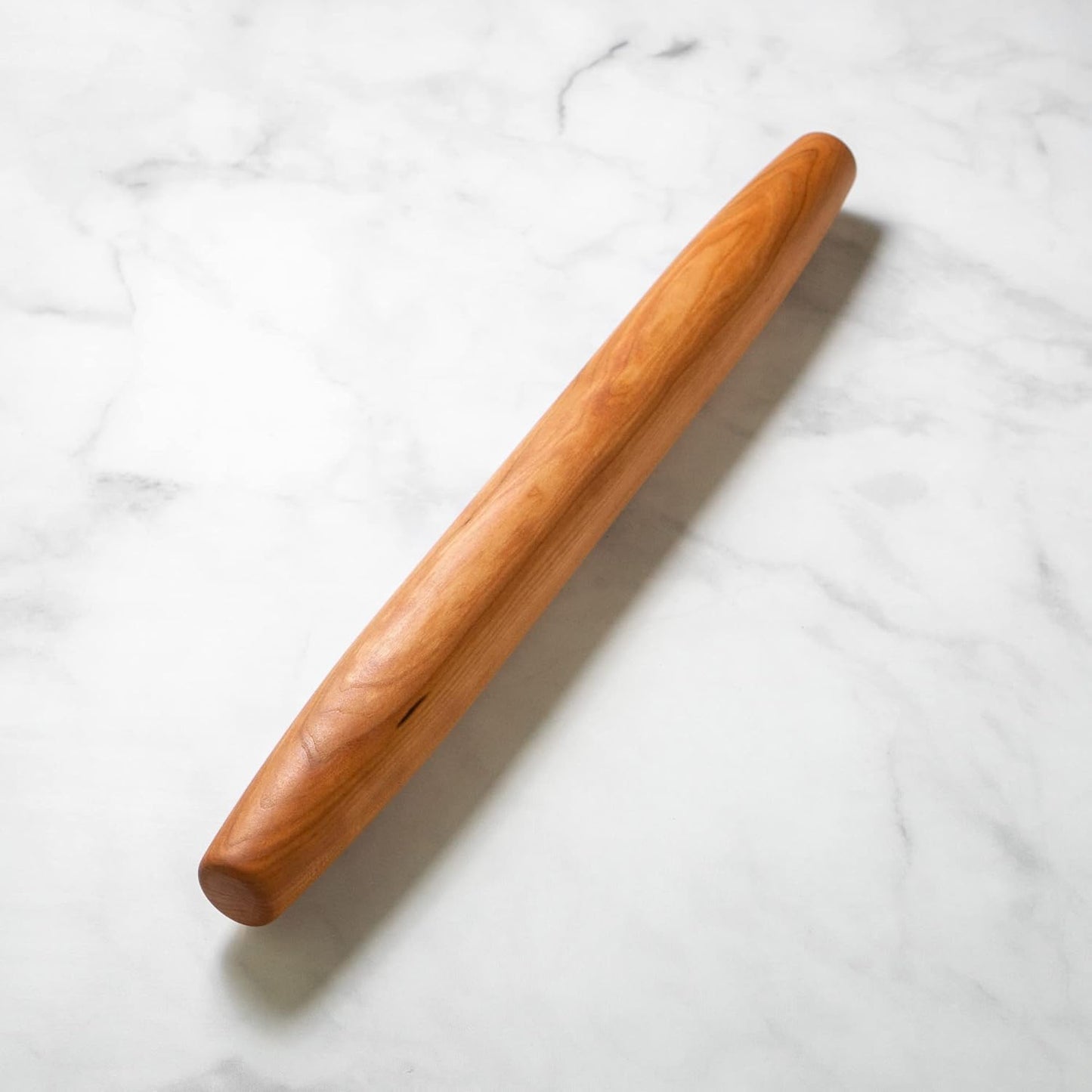 French Rolling Pin - 20” inch Tapered Rolling pin, French Style - Made in the USA with Pennsylvania Black Cherry Wood - Long Wooden Rolling Pin for Pizza, Pastry, and Pie Dough