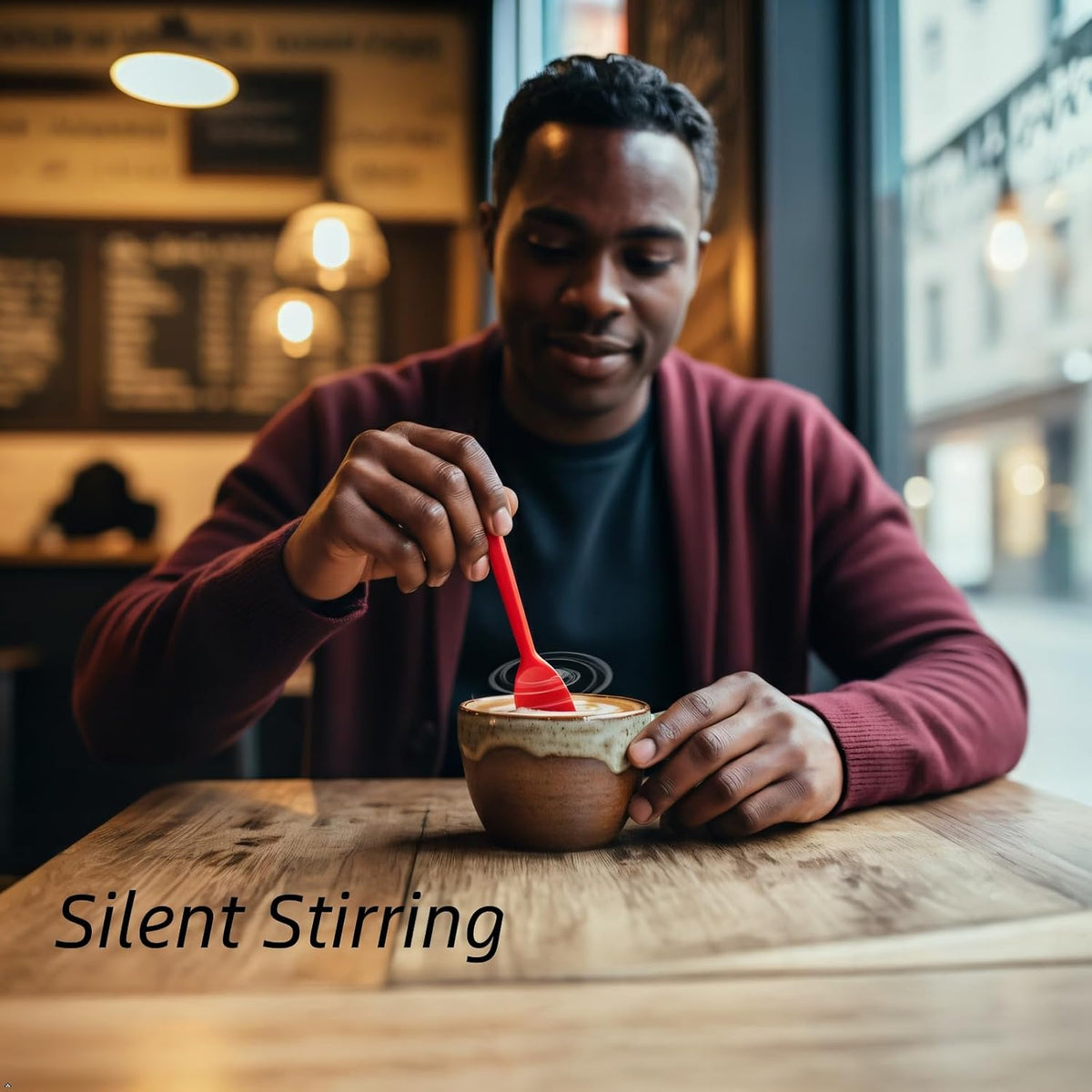 Silicone Spatula Spoon, Quiet Coffee Stirrer, 6 In, 6 Pack