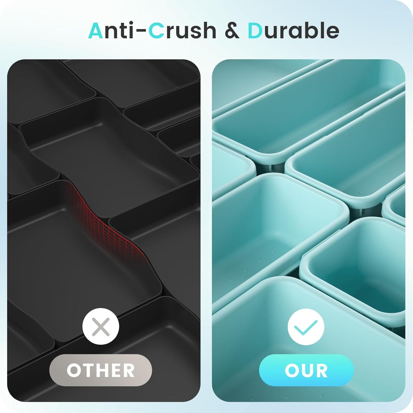 【Military Grade】 Drawer Organizer,【𝟱𝗦𝗶𝘇𝗲】 Makeup organizer,【Holds 177 Items】 Bathroom Organizers and Storage,Organization and Storage,Desk Drawer Organizer for Vanity【Clear】