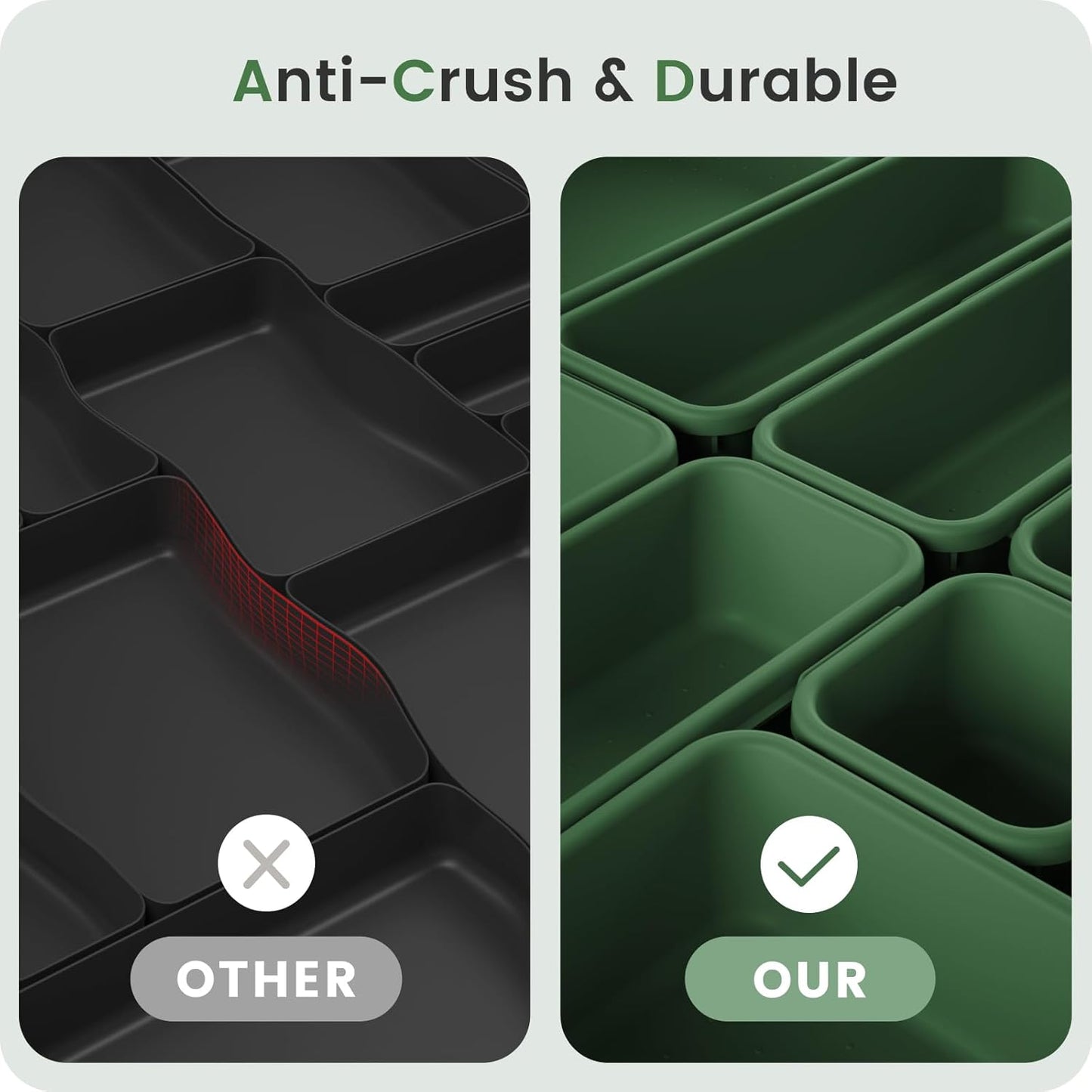 【Military Grade】 Drawer Organizer,【𝟱𝗦𝗶𝘇𝗲】 Makeup organizer,【Holds 177 Items】 Bathroom Organizers and Storage,Organization and Storage,Desk Drawer Organizer for Vanity【Clear】