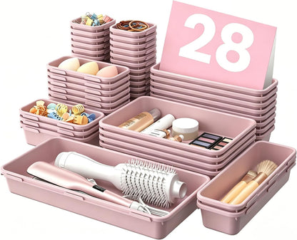 【Military Grade】 Drawer Organizer,【𝟱𝗦𝗶𝘇𝗲】 Makeup organizer,【Holds 177 Items】 Bathroom Organizers and Storage,Organization and Storage,Desk Drawer Organizer for Vanity【Clear】