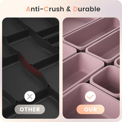 【Military Grade】 Drawer Organizer,【𝟱𝗦𝗶𝘇𝗲】 Makeup organizer,【Holds 177 Items】 Bathroom Organizers and Storage,Organization and Storage,Desk Drawer Organizer for Vanity【Clear】