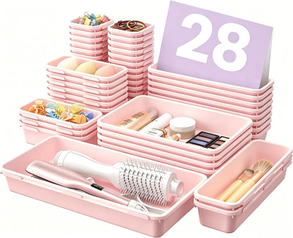 【Military Grade】 Drawer Organizer,【𝟱𝗦𝗶𝘇𝗲】 Makeup organizer,【Holds 177 Items】 Bathroom Organizers and Storage,Organization and Storage,Desk Drawer Organizer for Vanity【Clear】