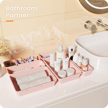 【Military Grade】 Drawer Organizer,【𝟱𝗦𝗶𝘇𝗲】 Makeup organizer,【Holds 177 Items】 Bathroom Organizers and Storage,Organization and Storage,Desk Drawer Organizer for Vanity【Clear】