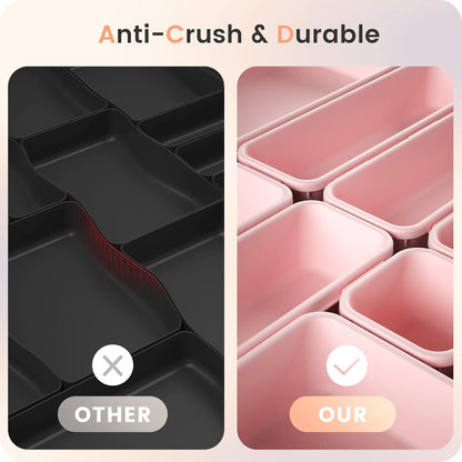 【Military Grade】 Drawer Organizer,【𝟱𝗦𝗶𝘇𝗲】 Makeup organizer,【Holds 177 Items】 Bathroom Organizers and Storage,Organization and Storage,Desk Drawer Organizer for Vanity【Clear】