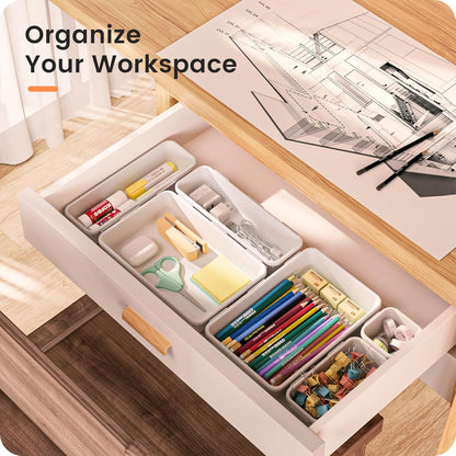 【Military Grade】 Drawer Organizer,【𝟱𝗦𝗶𝘇𝗲】 Makeup organizer,【Holds 177 Items】 Bathroom Organizers and Storage,Organization and Storage,Desk Drawer Organizer for Vanity【Clear】