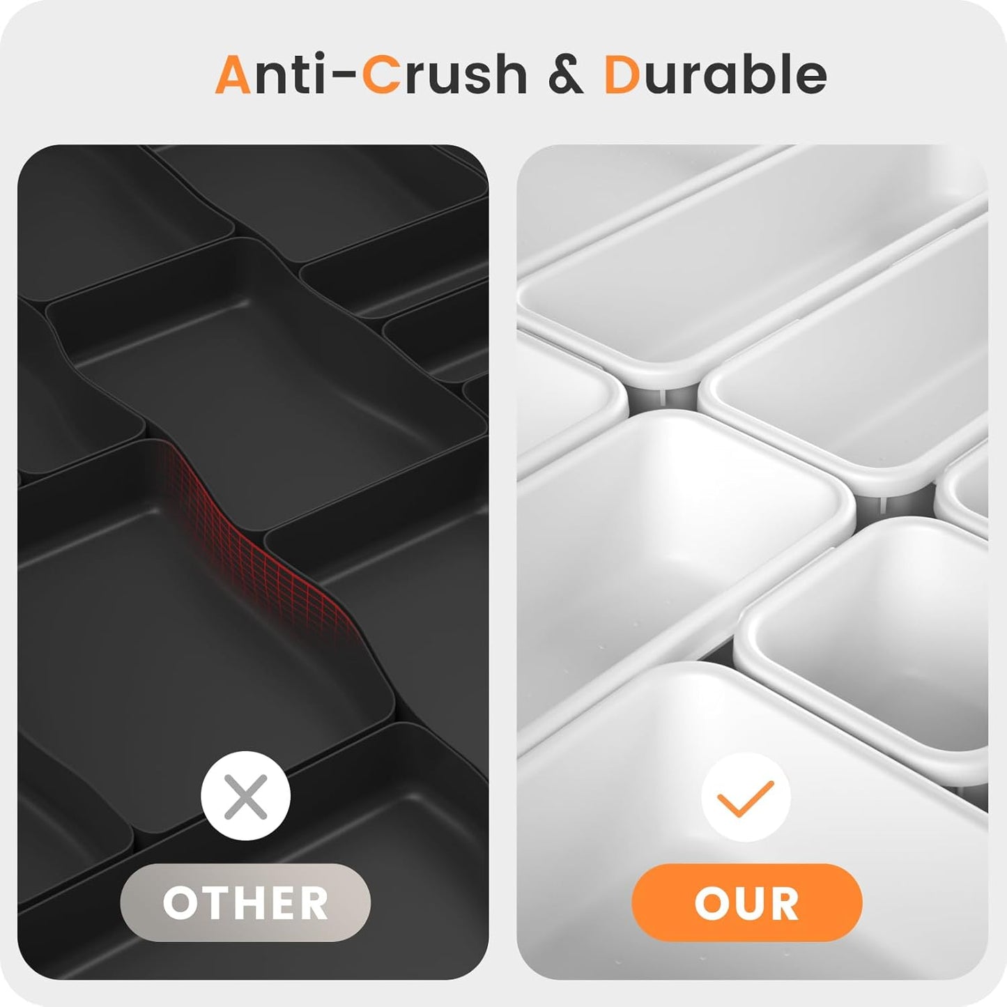 【Military Grade】 Drawer Organizer,【𝟱𝗦𝗶𝘇𝗲】 Makeup organizer,【Holds 177 Items】 Bathroom Organizers and Storage,Organization and Storage,Desk Drawer Organizer for Vanity【Clear】