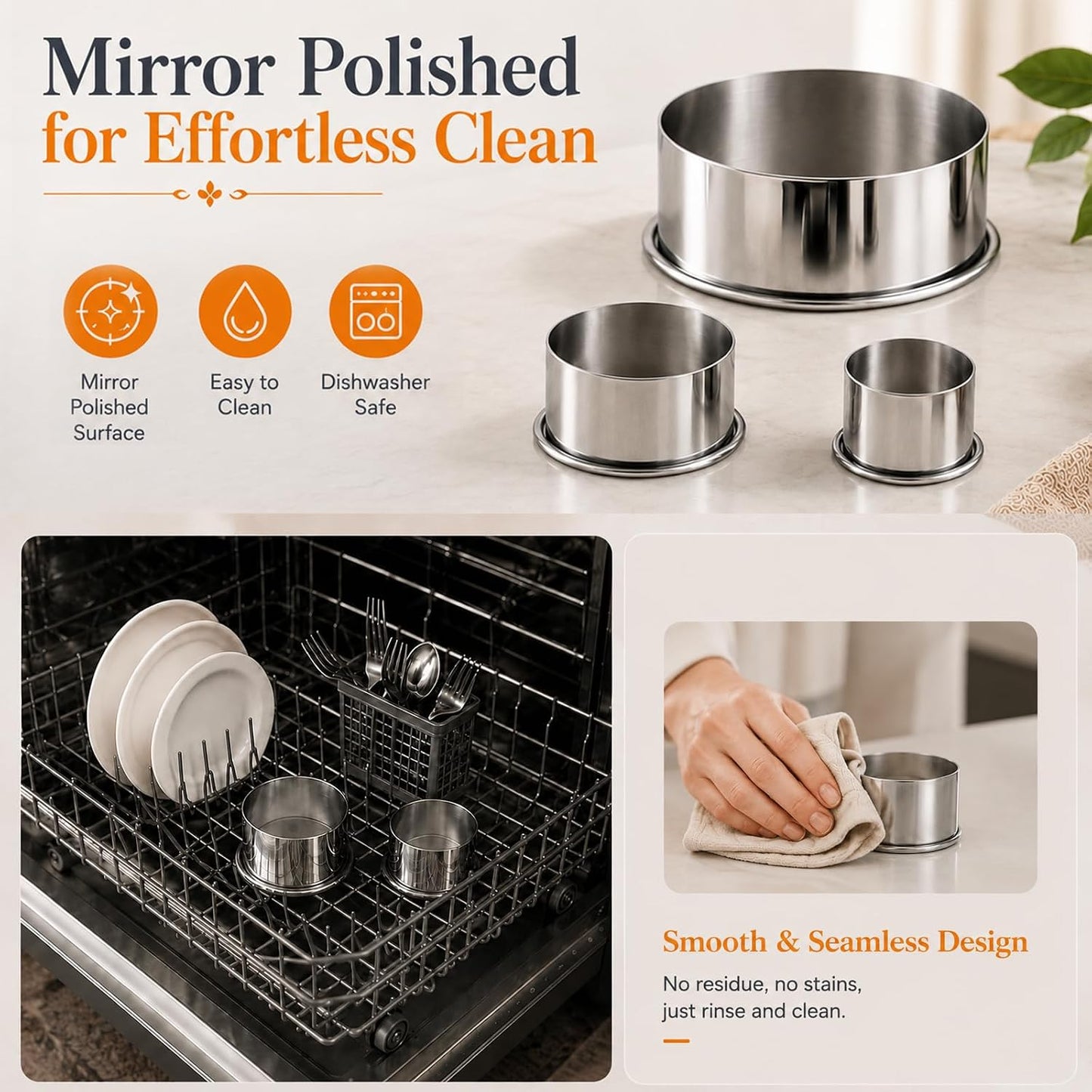 Biscuit Cutters Set, Round Cookie Cutters, Stainless Steel Dumpling Cutters,Cake Pastry Cutters,Scone Cutters Molds for Cooking Baking (3Pcs, Plain Edge)