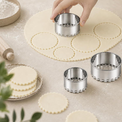 Biscuit Cutters Set, Round Cookie Cutters, Stainless Steel Dumpling Cutters,Cake Pastry Cutters,Scone Cutters Molds for Cooking Baking (3Pcs, Plain Edge)