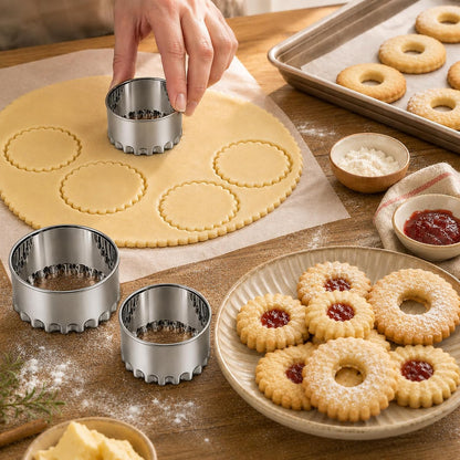 Biscuit Cutters Set, Round Cookie Cutters, Stainless Steel Dumpling Cutters,Cake Pastry Cutters,Scone Cutters Molds for Cooking Baking (3Pcs, Plain Edge)