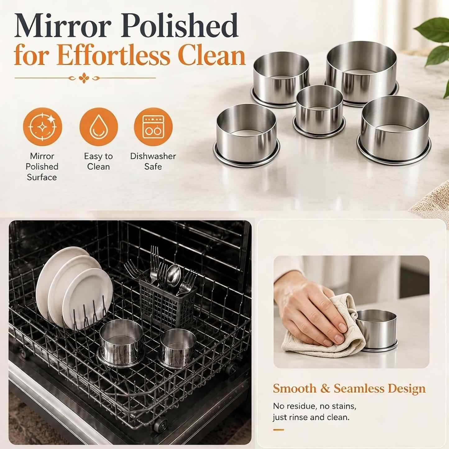 Biscuit Cutters Set, Round Cookie Cutters, Stainless Steel Dumpling Cutters,Cake Pastry Cutters,Scone Cutters Molds for Cooking Baking (3Pcs, Plain Edge)
