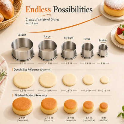 Biscuit Cutters Set, Round Cookie Cutters, Stainless Steel Dumpling Cutters,Cake Pastry Cutters,Scone Cutters Molds for Cooking Baking (3Pcs, Plain Edge)