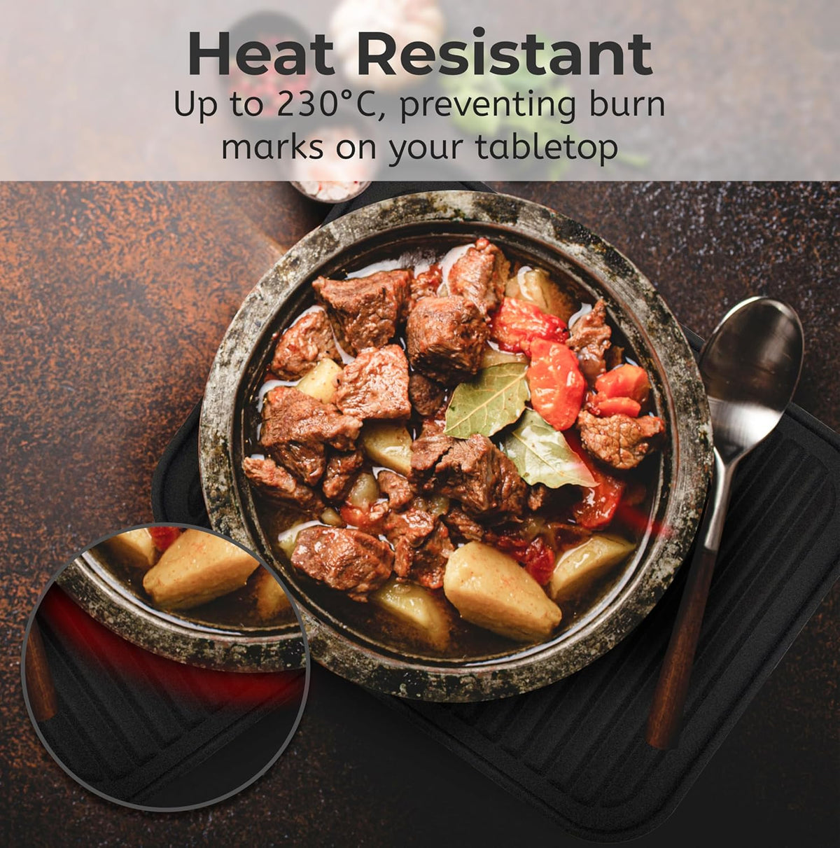 Silicone Trivets for Hot Dishes, Pots, Pans (2 Pack) - Heat-Resistant Pot Holders for Kitchen Countertop Mats - Silicone Trivet Mat (9 x 12 Inch) - Multipurpose Counter Pads (Black)