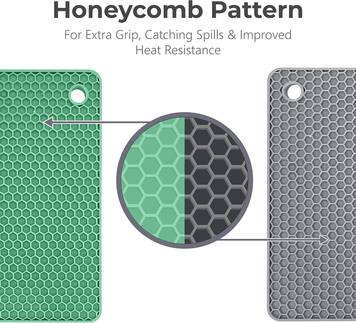 Silicone Trivets for Hot Dishes, Pots, Pans (2 Pack) - Heat-Resistant Pot Holders for Kitchen Countertop Mats - Silicone Trivet Mat (9 x 12 Inch) - Multipurpose Counter Pads (Black)