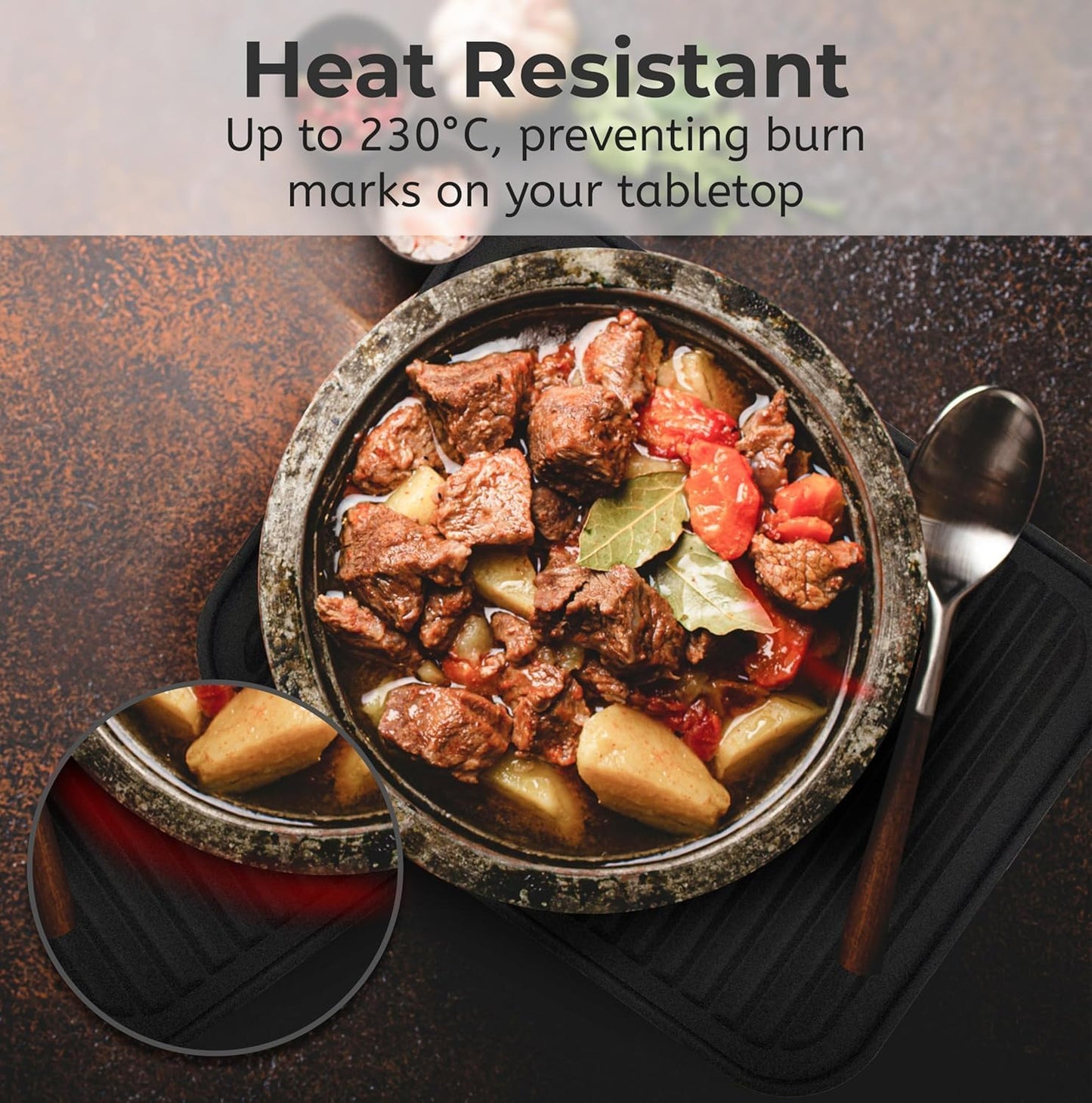 Silicone Trivets for Hot Dishes, Pots, Pans (2 Pack) - Heat-Resistant Pot Holders for Kitchen Countertop Mats - Silicone Trivet Mat (9 x 12 Inch) - Multipurpose Counter Pads (Black)