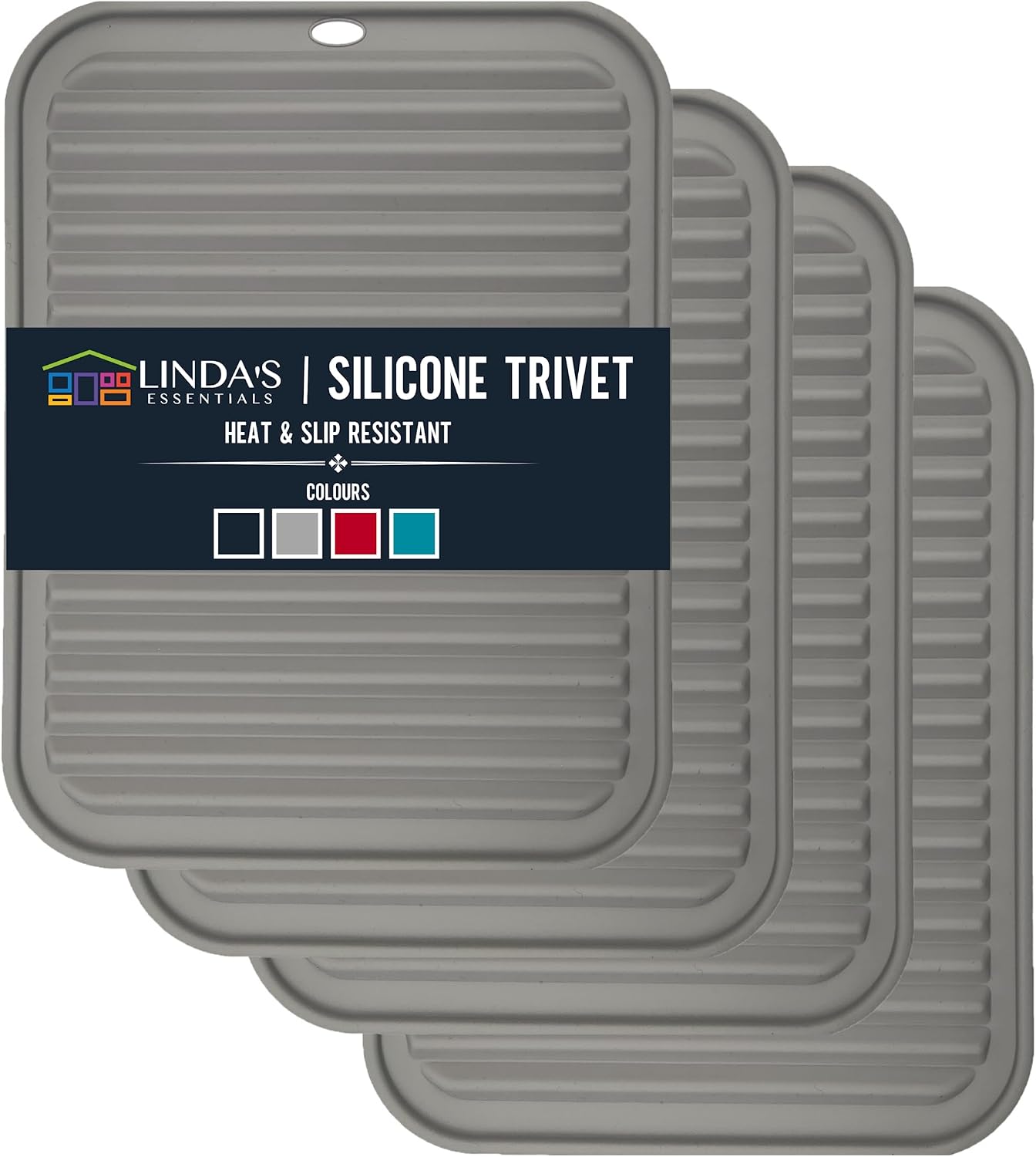 Silicone Trivets for Hot Dishes, Pots, Pans (2 Pack) - Heat-Resistant Pot Holders for Kitchen Countertop Mats - Silicone Trivet Mat (9 x 12 Inch) - Multipurpose Counter Pads (Black)