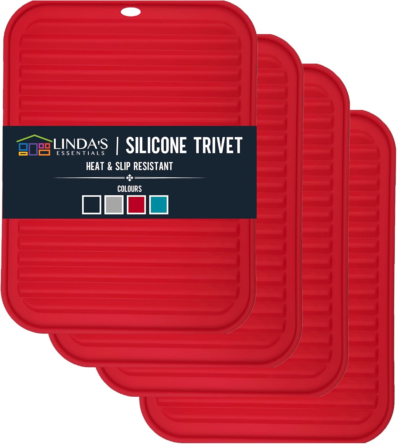 Silicone Trivets for Hot Dishes, Pots, Pans (2 Pack) - Heat-Resistant Pot Holders for Kitchen Countertop Mats - Silicone Trivet Mat (9 x 12 Inch) - Multipurpose Counter Pads (Black)