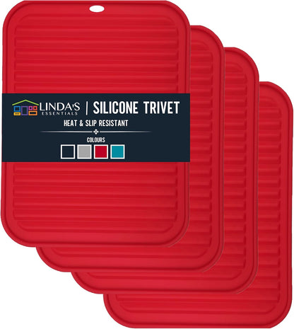 Silicone Trivets for Hot Dishes, Pots, Pans (2 Pack) - Heat-Resistant Pot Holders for Kitchen Countertop Mats - Silicone Trivet Mat (9 x 12 Inch) - Multipurpose Counter Pads (Black)