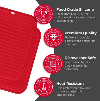 Silicone Trivets for Hot Dishes, Pots, Pans (2 Pack) - Heat-Resistant Pot Holders for Kitchen Countertop Mats - Silicone Trivet Mat (9 x 12 Inch) - Multipurpose Counter Pads (Black)