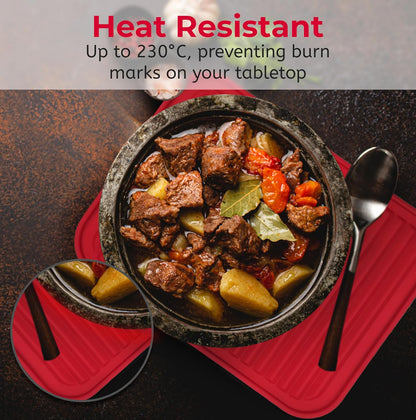 Silicone Trivets for Hot Dishes, Pots, Pans (2 Pack) - Heat-Resistant Pot Holders for Kitchen Countertop Mats - Silicone Trivet Mat (9 x 12 Inch) - Multipurpose Counter Pads (Black)