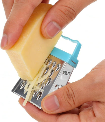 6 Pcs Mini Cheese Grater Set, 4-Sided Stainless Steel Small Box Graters for Kitchen, Portable Vegetable Shredder & Lemon Zester, Ideal for Garlic, Ginger, Chocolate (Blue, Green, Rose Red)
