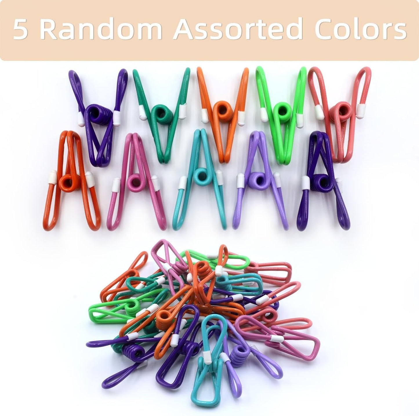 Chip Clips, 10 Pack Colorful Metal Chip Bag Clips with Rubber Caps PVC-Coated Strong Spring Steel Clip for Food Package, Chips Bag, Snack, Clothes pins, Paper, 5 Random Colors 2.2 Inch
