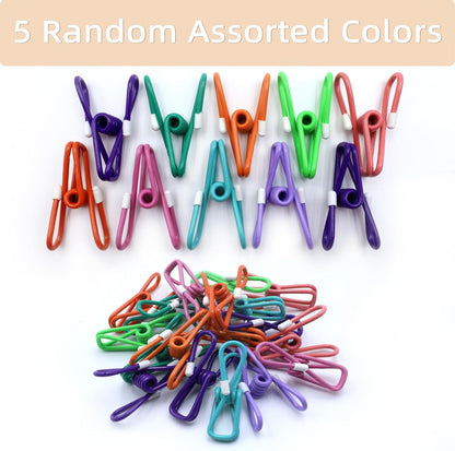 Chip Clips, 10 Pack Colorful Metal Chip Bag Clips with Rubber Caps PVC-Coated Strong Spring Steel Clip for Food Package, Chips Bag, Snack, Clothes pins, Paper, 5 Random Colors 2.2 Inch