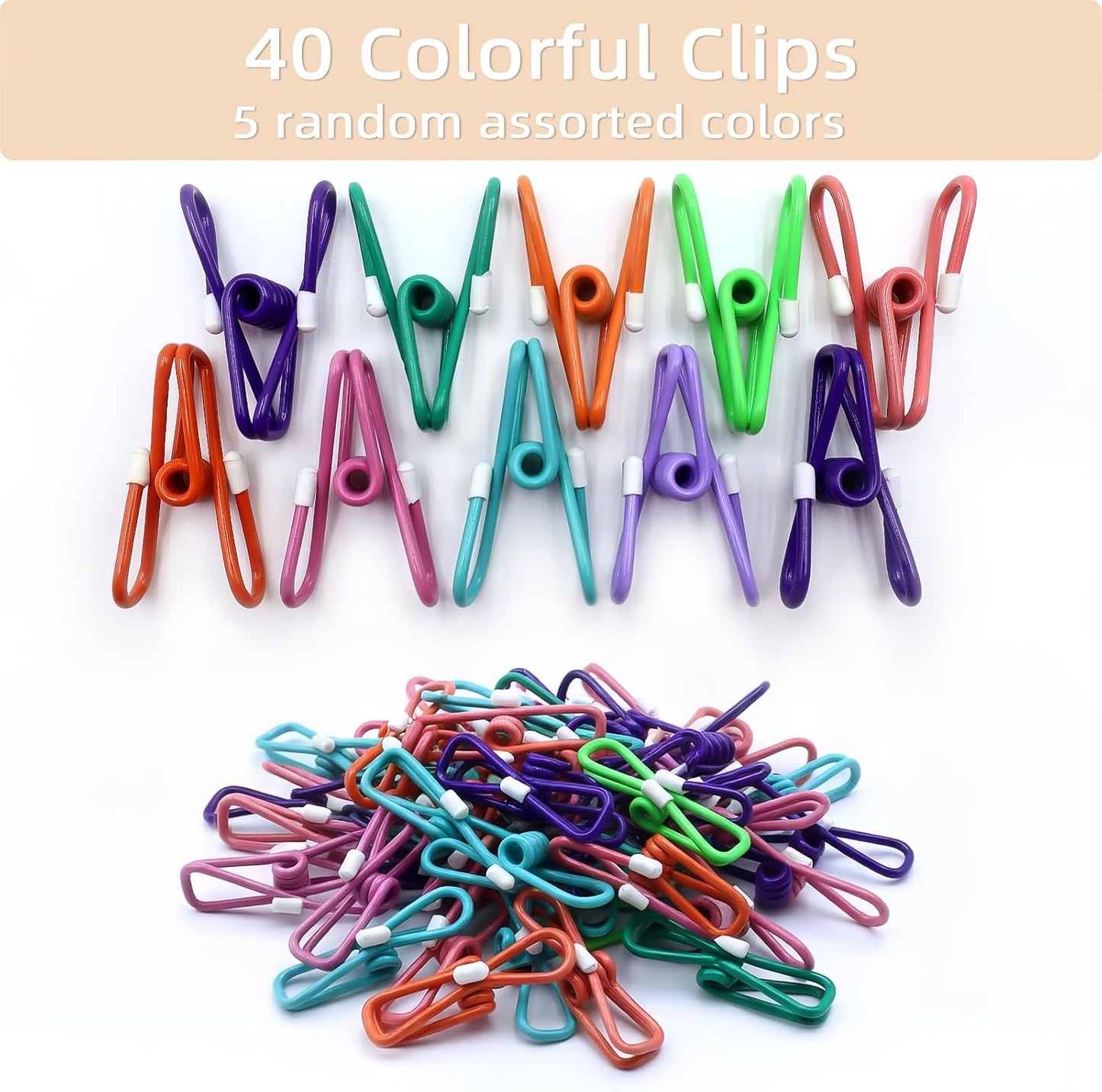 Chip Clips, 10 Pack Colorful Metal Chip Bag Clips with Rubber Caps PVC-Coated Strong Spring Steel Clip for Food Package, Chips Bag, Snack, Clothes pins, Paper, 5 Random Colors 2.2 Inch