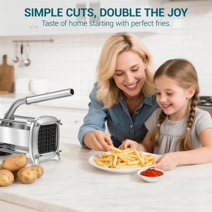 Professional Stainless Steel French Fry Cutter, 3 Blades (1/2", 3/8", 1/4") for Potatoes, Carrots, Apples, Commercial & Home Use