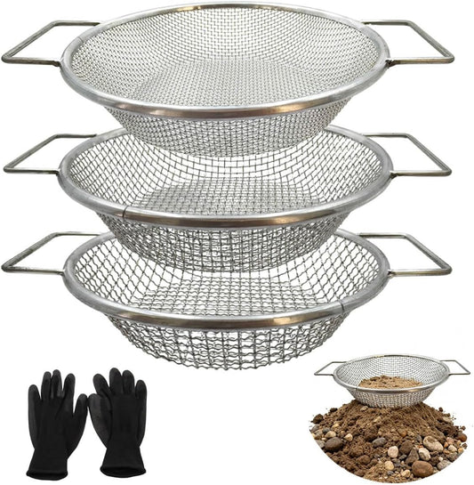 Soil Sifter for Gardening - Dirt Sifter for Rocks, Garden Compost Sifter | 3Pcs Soil Sifter for 5 gallon Bucket (1/8",1/4",3/8"), Dirt Sifter for Gardening with Handles, Rock Sifter for Yard