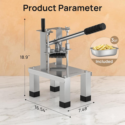 French Fry Cutter for Potato, Professional Potato Cutter Slicer | with 3/8", 1/2", 1/4" Stainless Steel Blades Stainless Steel Vegetable Chopper for Potato,Carrot,Cucumber,Onion,Home Use