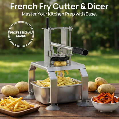 French Fry Cutter for Potato, Professional Potato Cutter Slicer | with 3/8", 1/2", 1/4" Stainless Steel Blades Stainless Steel Vegetable Chopper for Potato,Carrot,Cucumber,Onion,Home Use