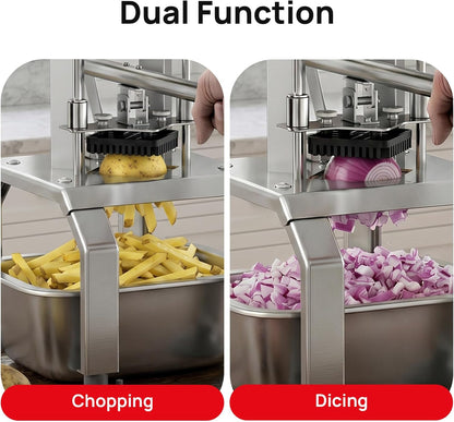 French Fry Cutter for Potato, Professional Potato Cutter Slicer | with 3/8", 1/2", 1/4" Stainless Steel Blades Stainless Steel Vegetable Chopper for Potato,Carrot,Cucumber,Onion,Home Use