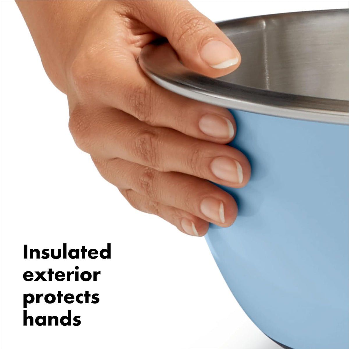 Good Grips 3-Piece Stainless Steel Mixing Bowl Set - Blue & Gray