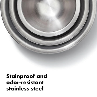 Good Grips 3-Piece Stainless Steel Mixing Bowl Set - Blue & Gray