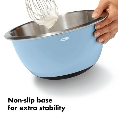 Good Grips 3-Piece Stainless Steel Mixing Bowl Set - Blue & Gray